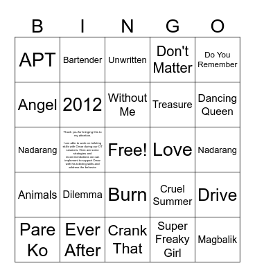 Guess the Song BINGO Card