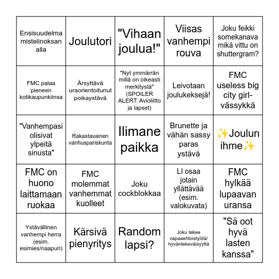 Jouluelokuvat bingo Card