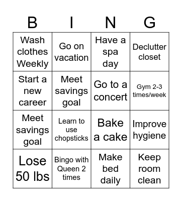 2025   GOALS Bingo Card