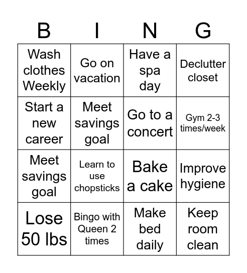 2025   GOALS Bingo Card