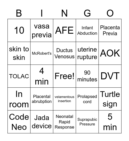 OB Bingo Card