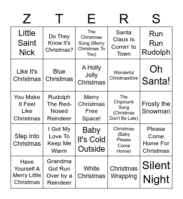 ZTERS Christmas Luau 2024 Bingo Card