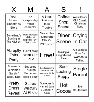 Christmas Movie Bingo Card