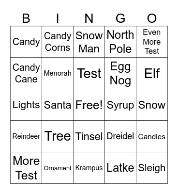 Holiday Bingo Card