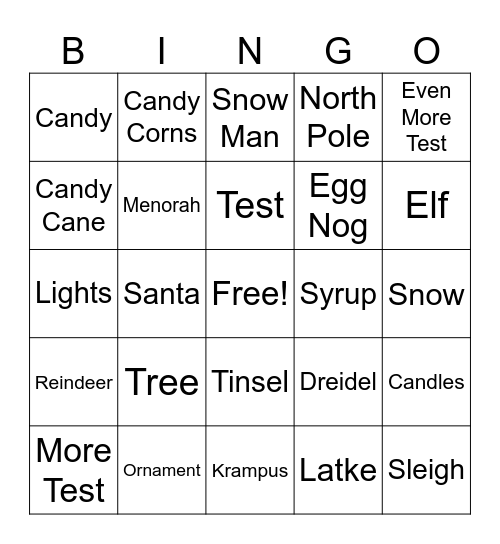 Holiday Bingo Card