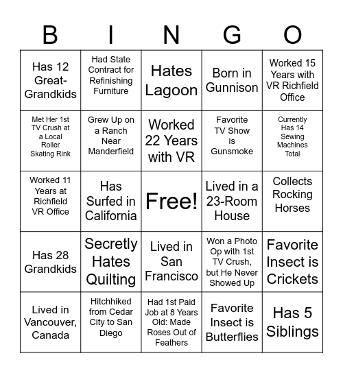 All About Pat BINGO Card