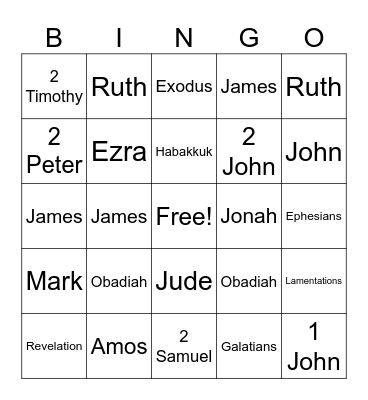 Bible Bingo Card