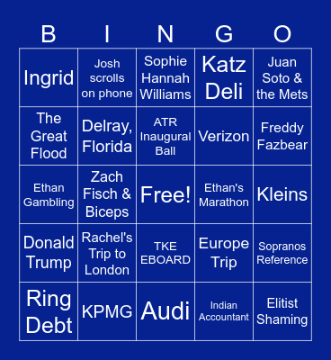 Goon Squad Friendsgiving Bingo Card