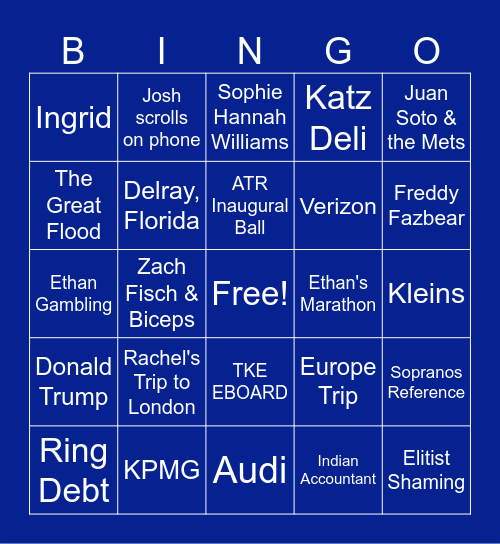 Goon Squad Friendsgiving Bingo Card
