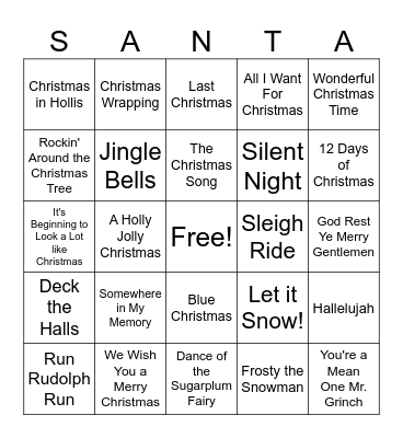 HOLIDAY MIXTAPE Bingo Card