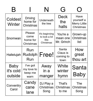 Mistletoe Pentatonix and Friends Bingo Card