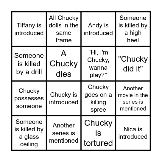 Cult of Chucky Bingo Card