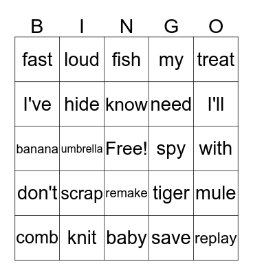 Grade 2 Bingo Card