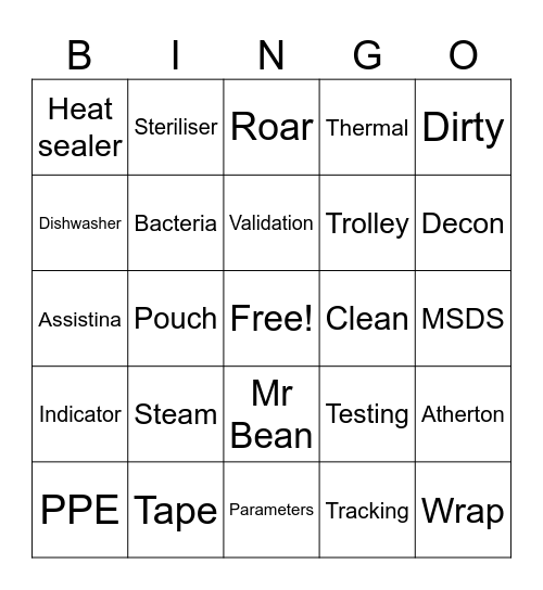 STERI BINGO Card