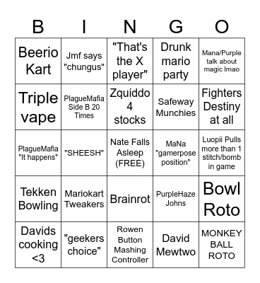 Tek-in Place  Bingo Card
