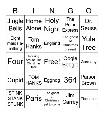 HOLIDAY Bingo Card