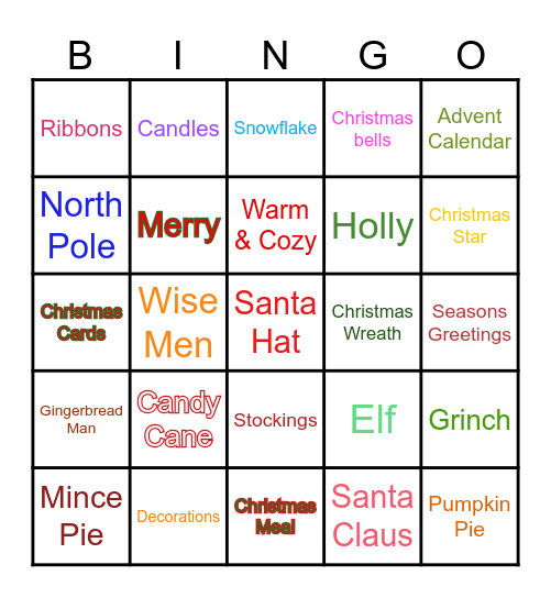 BINGO to get free stuff! Bingo Card