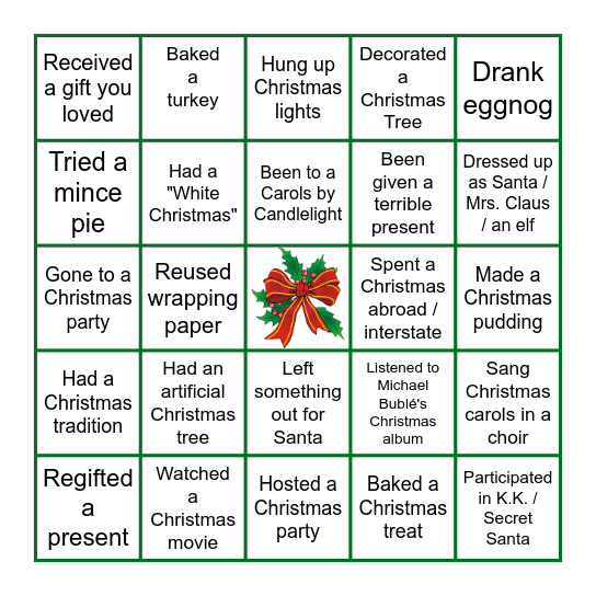 Christmas Bingo Card