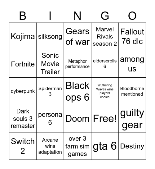 Untitled Bingo Card