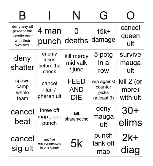 doomfist bingo Card