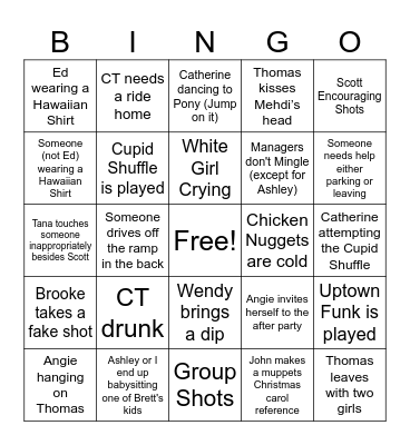 Christmas Party Bingo Card