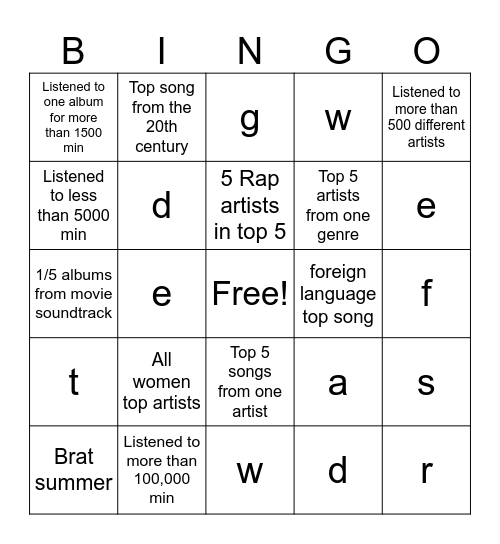 wrapped Bingo Card