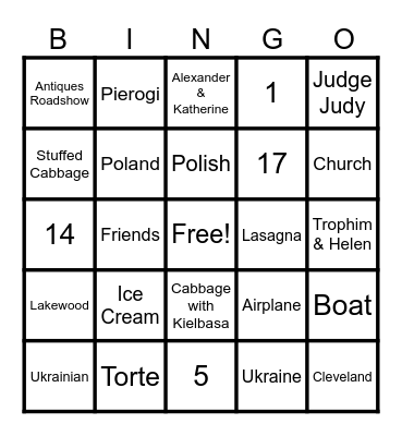 Paul or Natasha Bingo Card