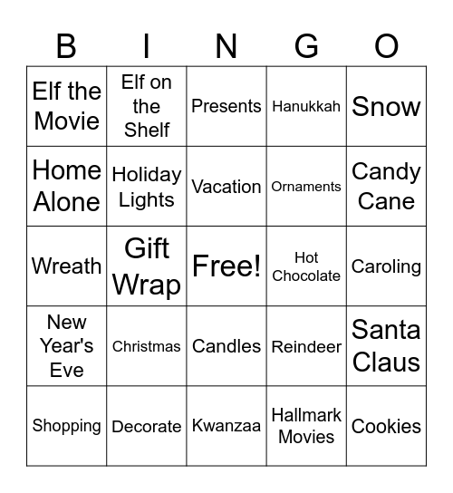 Christmas Bingo Card