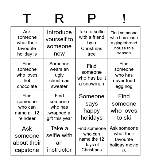 TRP Holiday Party Bingo! Bingo Card