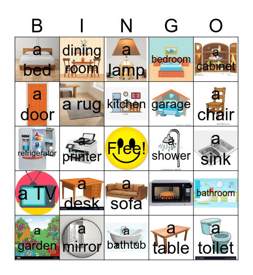 Furniture and appliences Bingo Card