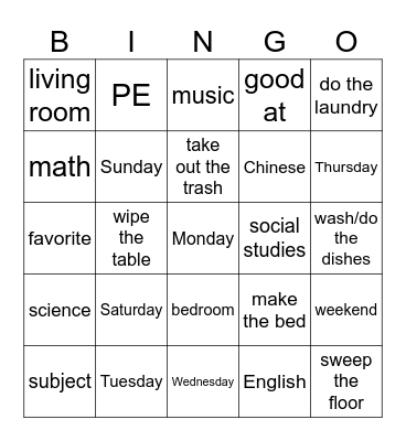 Units 3-4 Bingo Card