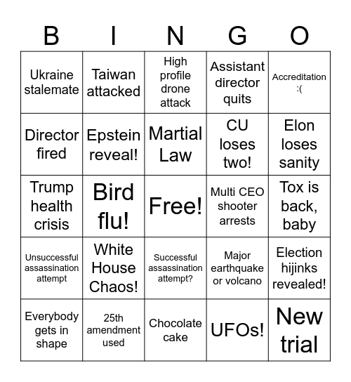 2024/2025 conspiracy fun! Bingo Card