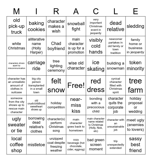 Hallmark Christmas Bingo Card