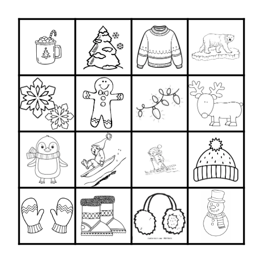 Colour Me Winter Bingo! Bingo Card