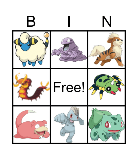 Pokemon Bingo Card
