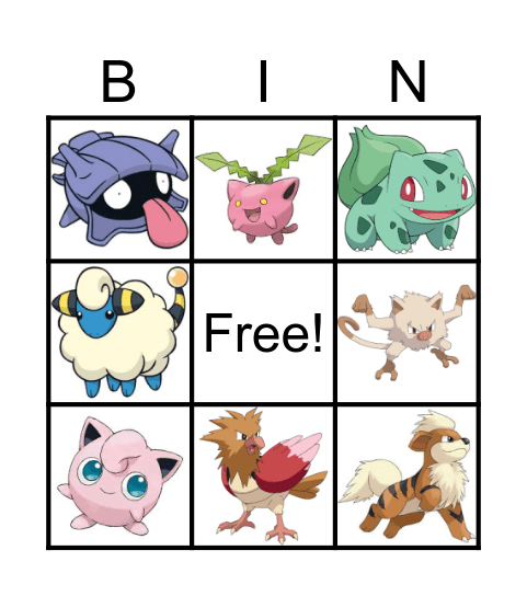Pokemon Bingo Card