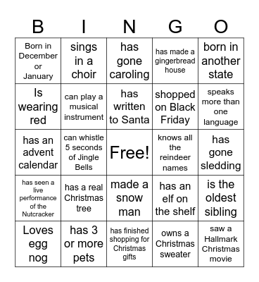 Christmas Bingo Card