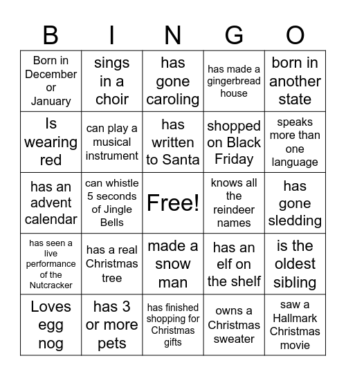 Christmas Bingo Card