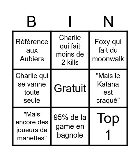 Les soupapes sur Fortnite Bingo Card