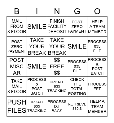 CASH POSTING Bingo Card