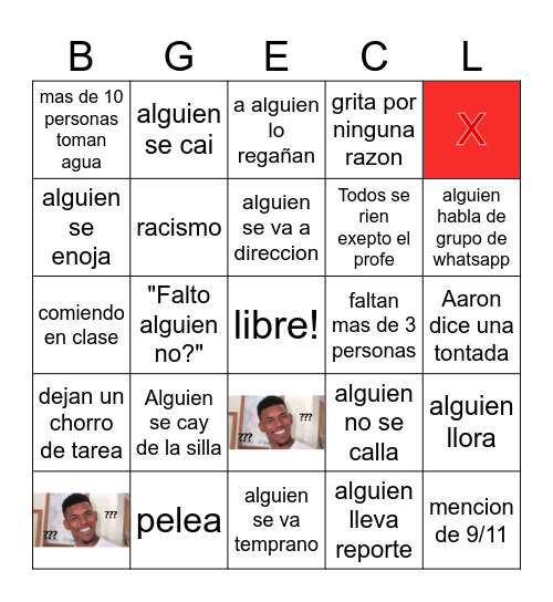 Bingo para pobres escolar Bingo Card