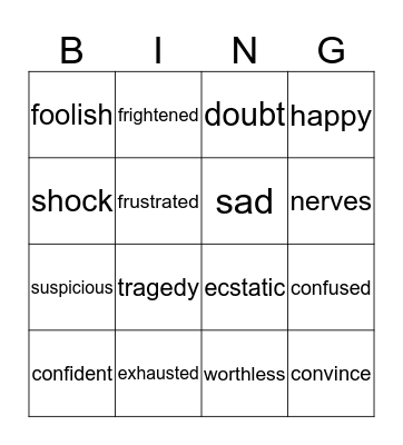 Cluster 1 Vocabulary Bingo Card