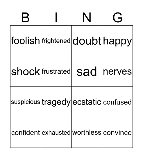 Cluster 1 Vocabulary Bingo Card