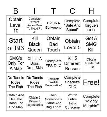 Borderlands 2 Bingo! Bingo Card