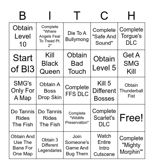 Borderlands 2 Bingo! Bingo Card