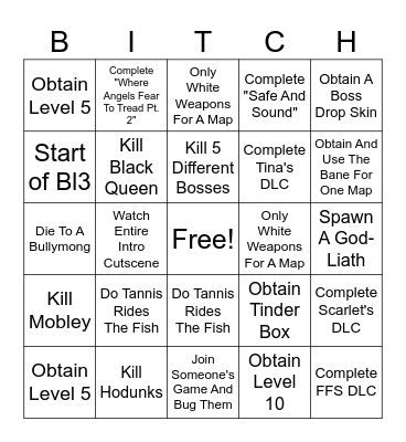 Borderlands 2 Bingo! Bingo Card