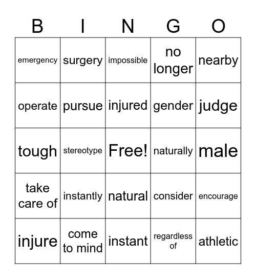 B3U5 Bingo Card