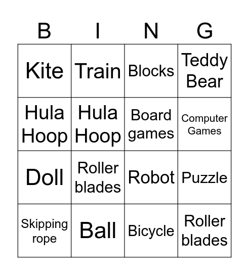 TOYS Bingo Card