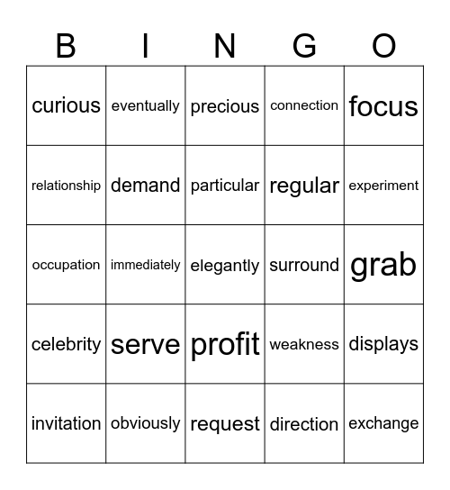 Mock Test #2 Bingo Card