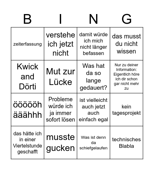 Jericho Bingo Card